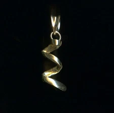 10K 21mm Solid Yellow Gold Infinity Twisted Spiral Corkscrew Pendant *HB