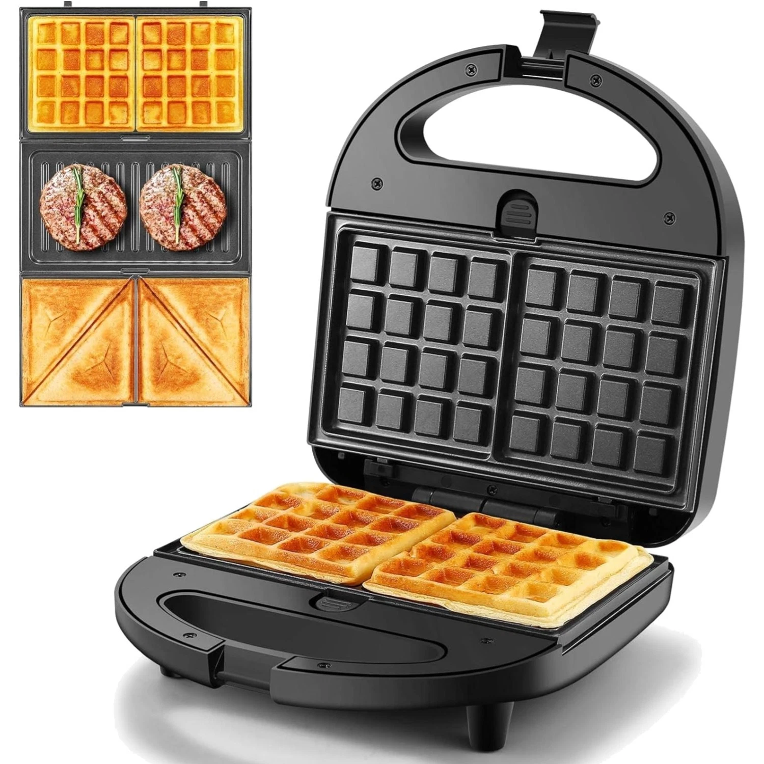 Compact Sandwich Maker with Non-Stick Plates - 750W, Safe Cool Touch Design