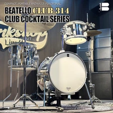 Beatello Club-314 Silver 3-Jungle Drum Set Tilsaa Birch Shell Crisp Attack W/Key