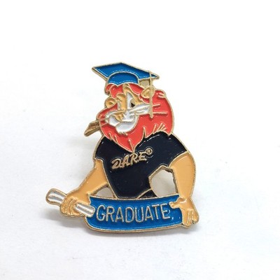 Vintage D.A.R.E. Graduate Lion Graduation Cap Diploma Enamel Lapel Pin