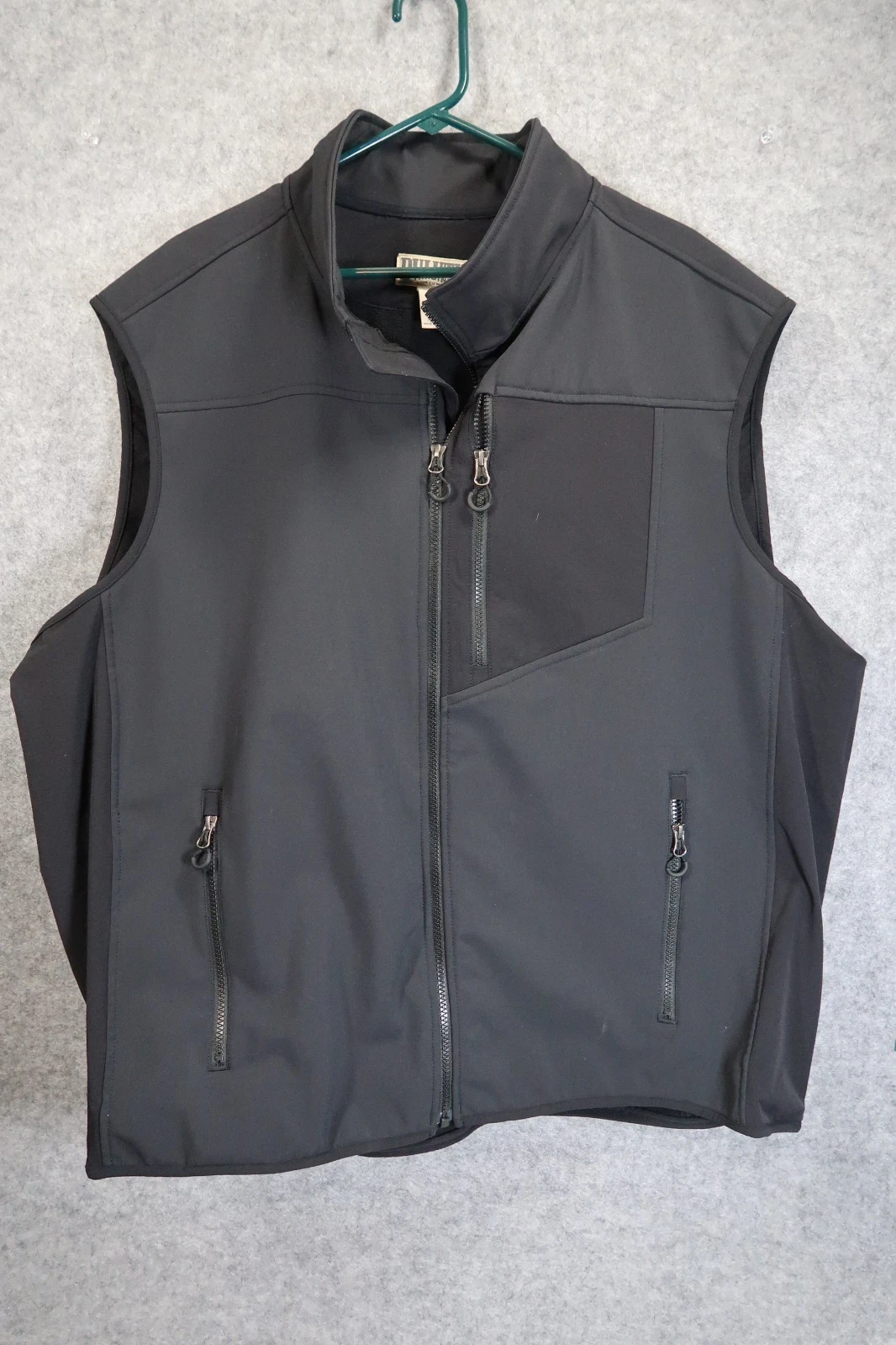 Duluth Trading Co Mens 3XL Black Zip Front Softshell Utility Vest Workwear