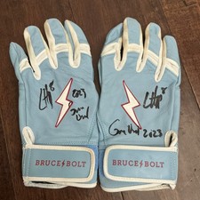 Ian Happ 2023 GAME USED Cubs BATTING GLOVES pair autograph SIGNED Blue