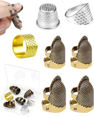 FIVEIZERO Thimble Kit  7 PCS Sewing Thimbles for Hand Sewing, Metal Finger Pro