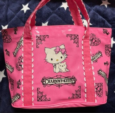 Sanrio Charmy Kitty 2004 Enamel Tote Bag Water-Resistant Retro Handbag Pouch