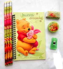 WALT DISNEY WINNIE THE POOH 7PC SCHOOL STATIONARY SET-BRAND NEW 