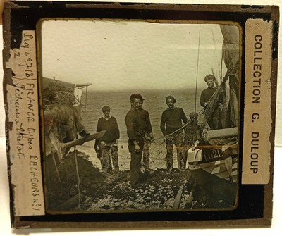 GLASFOTO FRANKREICH FISCHER IN ETRETAT 100 x 83 mm