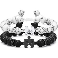 Puzzle Piece Couples Forever love Bracelet, Beaded Committed To Eachother
