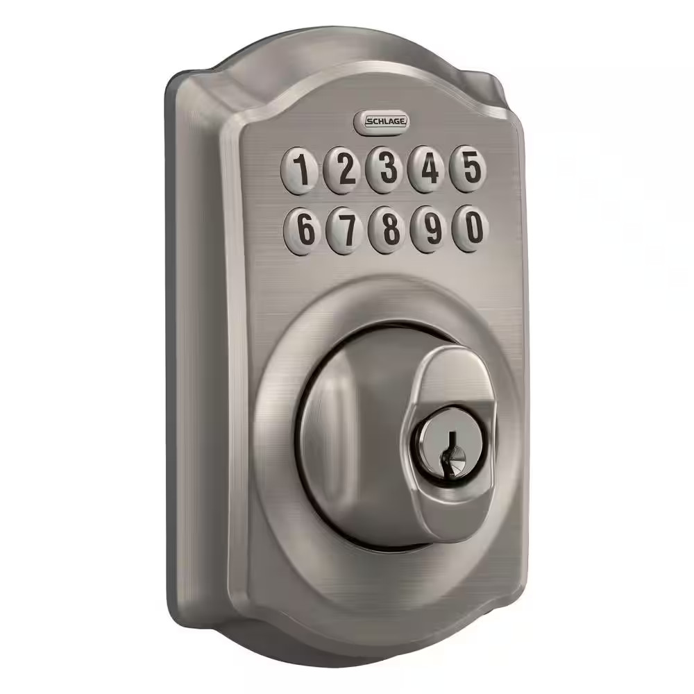 Camelot Satin Nickel Electronic Keypad Deadbolt and Passage Hall/Closet Accent H