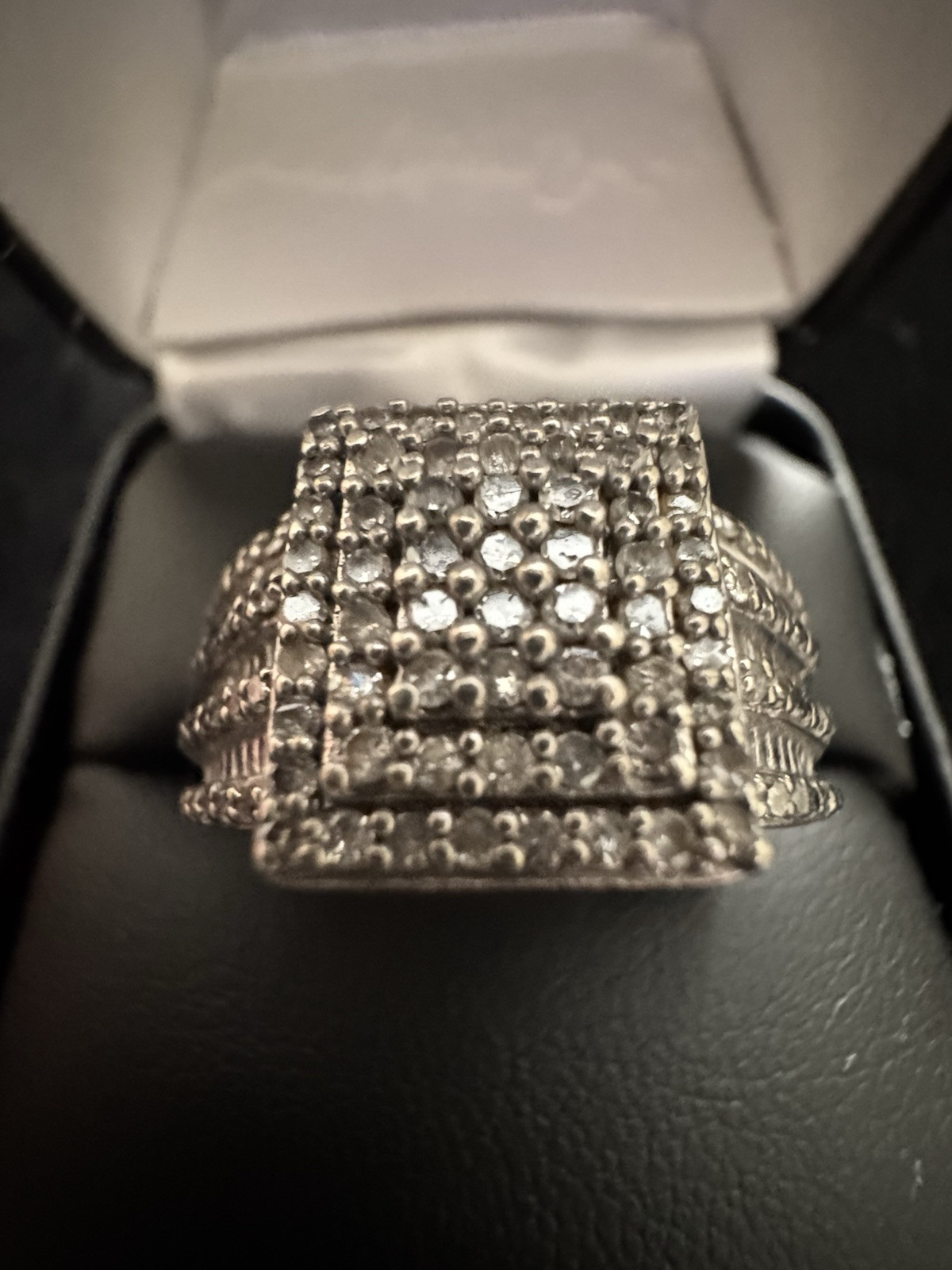 Sterling Silver ~1CTW Diamond  Rectangular Cluste… - image 1