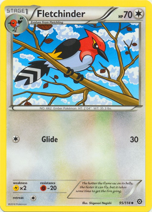 Fletchinder - 95/114 - Uncommon (Mp) Steam Siege - Colorless Pokémon