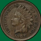 1907 Indian Head Cent Choice Extremely Fine XF+ Coin #38576