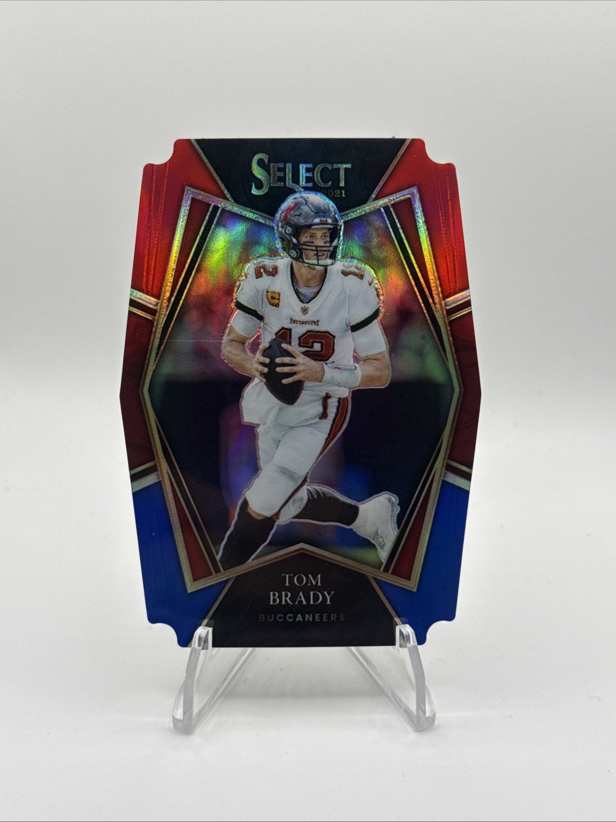 Tom Brady 2021 Panini Select Prizm Red Blue Die-Cut Card #101 Goat Buccaneers