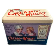 Vintage Cream of Wheat Bristol Ware Graphic Tin Hinged Rare Collectible W/Tag