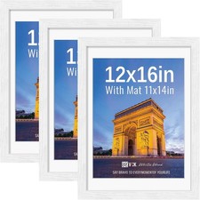 VCK 12x16 Picture Frames White 3 Pack Wide Border Wood Tempered Glass R08