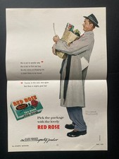 1959 RED ROSE TEA AD RARE NORMAN ROCKWELL ART WORK ORANGE PEKOE