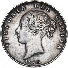 1845 Halfcrown - Victoria British Silver Coin - Nice