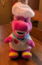 Barney Purple Dinosaur Fisher Price Stuffed Plush Animal Chef Coat Hat Toy Kids