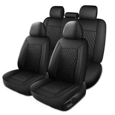 Leather Car Seat Covers, Breathable and Waterproof Seat Full Set N1 Black