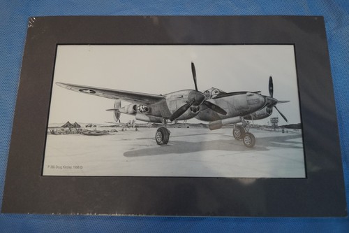 3 Doug Kinsley Matted Lithograph Aviation Illustrations B-17, P38, F4U Corisair - Picture 5 of 8