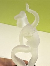 Milon Townsend Dancer Josephine Baker Figurine Frosted Glass Wood Base 4.5”