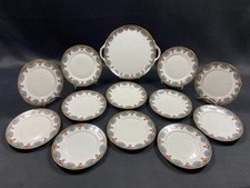 Service à dessert plat à gâteau 12 assiettes porcelaine style Marie-Antoinette