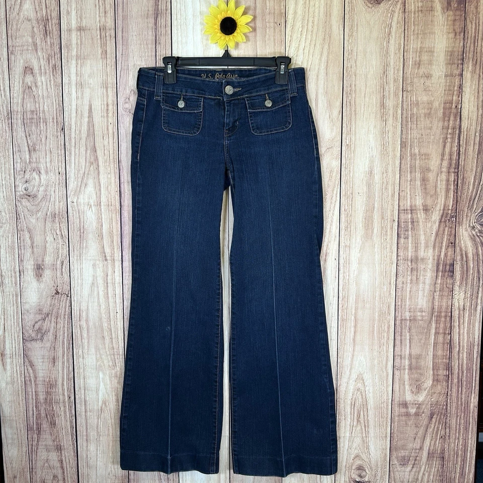 Vintage US Polo Assn Women's Low Rise Flare Denim Blue Jeans Size 5/6 Small - Image 2 of 4