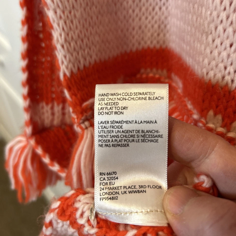 Bufanda Free People para mujer Mile High naranja blanco flecos manta acrílica Foto 4 de 4