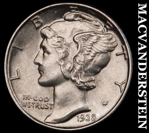 1938 Mercury Dime- Full Split Bands Choice Gem Brilliant Unc Luster #i8234