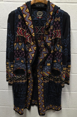 Johnny Was Biya Abbey hooded cardigan featuring a intricate embroidered Cotton S