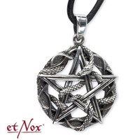 Etnox AnhäNger Pentagramm Schlange Edelstahl Gothic Kette Mit Band Und Beutel