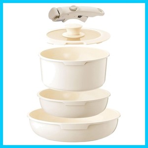 Ensemble de produits de cuisine en céramique blanc nonick, 5-Piece Pots et casseroles avec Detachab...