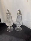 Vintage Waterford Crystal Lismore Footed Salt And Pepper Shakers 7” Tall