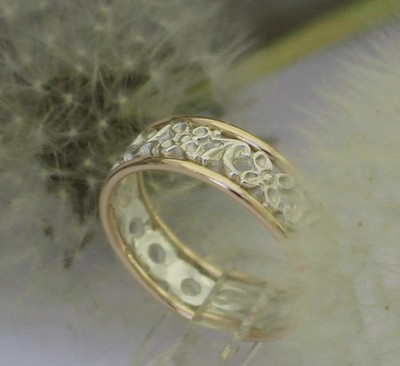 LR519 9ct yellow gold and Sterling Silver filigree ring