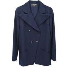 Chanel Double Breasted Jacket Navy 178761