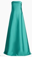 Davids Bridal Green Satin Strapless Gown  Formal Evening Dress Sz 22