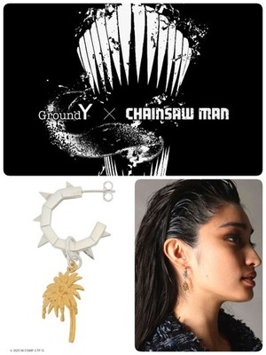 アクセサリー CHAINSAW BLADE AND FLOWER EARRING Ground Y×CHAINSAW MAN CHAINSAW BLADE AND FLOWER EARRINGS Yohji
