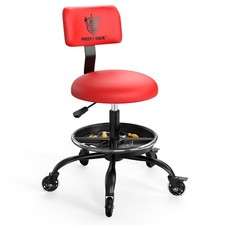 Rolling Shop Stool with Wheels, Garage Mechanic Stool Chair with Backrest