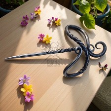 Hand Forged Medieval Viking Twisted Hair Stick  Hair Clip   Iron Wearable Art