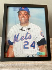 Framed Willie Mays Autographed 8x10 Photo on the Mets with COA