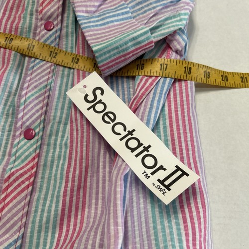 NWT Vintage Spectator II Stripe Core Pearl Snaps Housecoat Dress Sz Med USA - Picture 6 of 8
