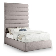 Meridian Furniture Adam Taupe Linen Textured Fabric Full Bed