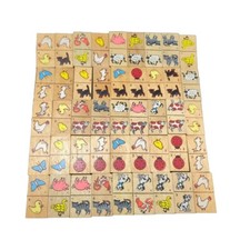 Vintage 45 pc Wooden Animal Barnyard Dominoes