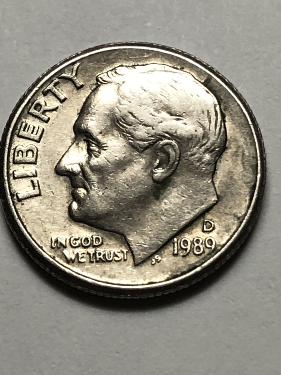 1989 D Roosevelt Dime ~ Double Rim Error Nice Error Coin Lot V18