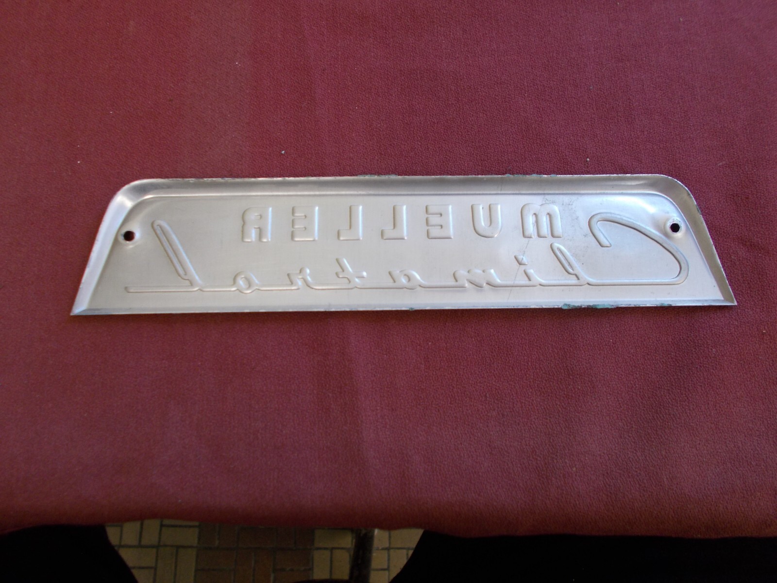 VINTAGE MUELLER CLIMATROL FURNACE NAME PLATE PART BADGE EMBLEM EMBOSSED
