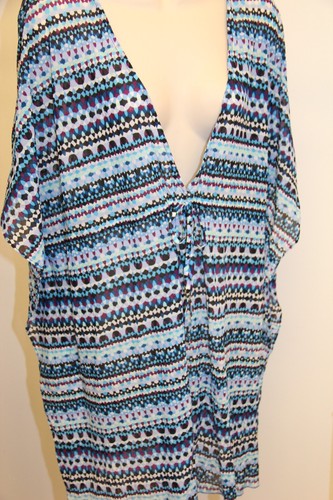 NWT Profile Swimsuit Bikini Cover up Tunic Dress Sz M Multi Blue - Picture 4 of 5
