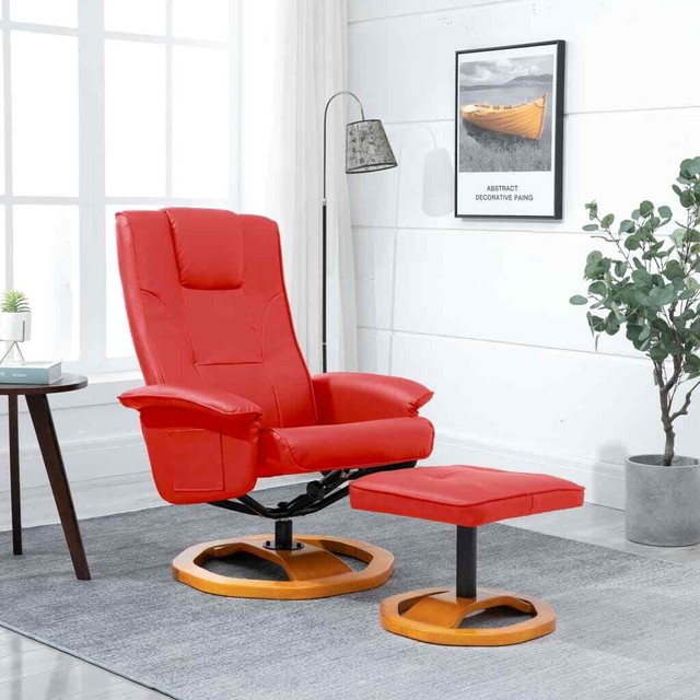 Vidaxl Fauteuil TV pivotant avec Repose pied Rouge similicuir Pouf Chaise Vidaxl Fauteuil TV pivotant avec Repose pied Rouge similicuir Pouf Chaise