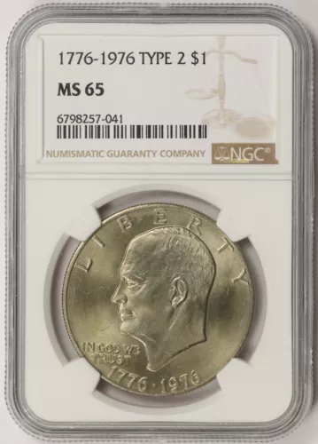 1776 - 1976 Type 2 Eisenhower Ike Bicentennial $1 MS 65 NGC