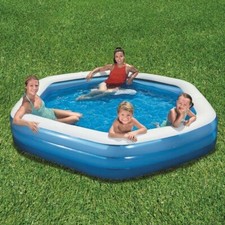 BestWay 8ft 9" Hexagon Family Lounge Paddling Pool with Integrated Seats