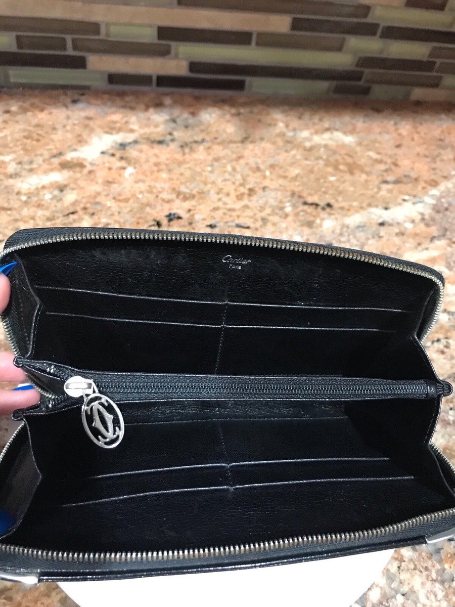 Cartier Black Signature Long Leather Zip Around Wallet | eBay