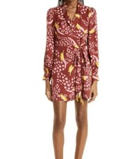 Farm Rio Toucanissimo Burgundy/ Yellow Wrap Dress Med Ret $195